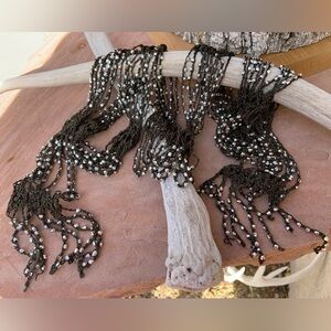 Beautiful Olive Green/Dark Brown Crochet Beaded Neck Scarf Wrap